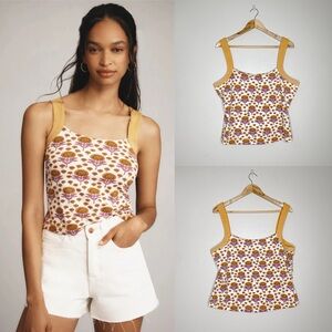 Maeve for Anthropologie | Block Print Floral Tropunto Tank